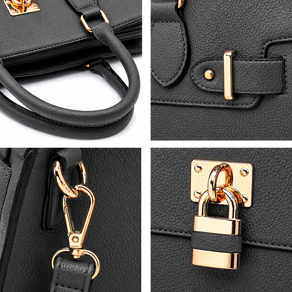 Women's Black Tote Bag with Matching Wristlet