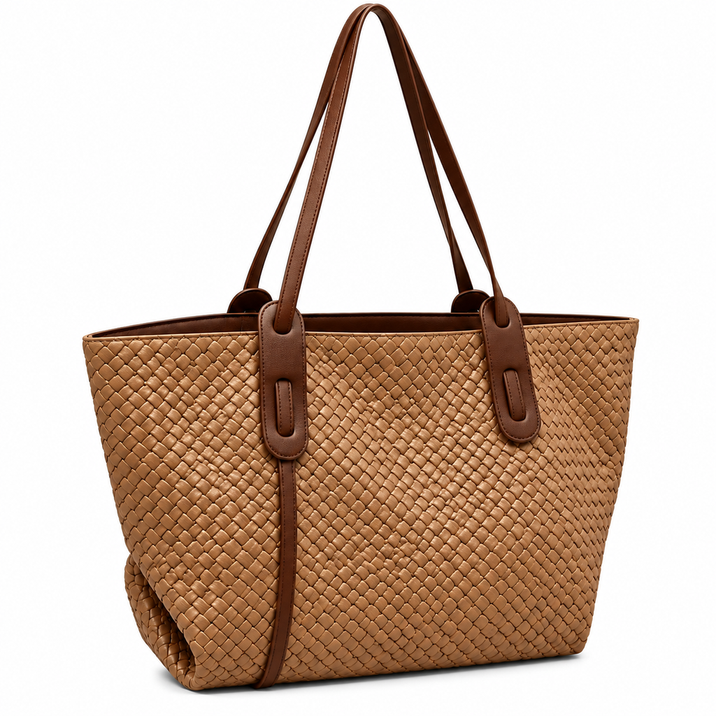 Woven Tote Bag for Women – Brown
