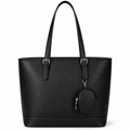 Women’s Black PU Leather Tote Bag with Removable Pouch