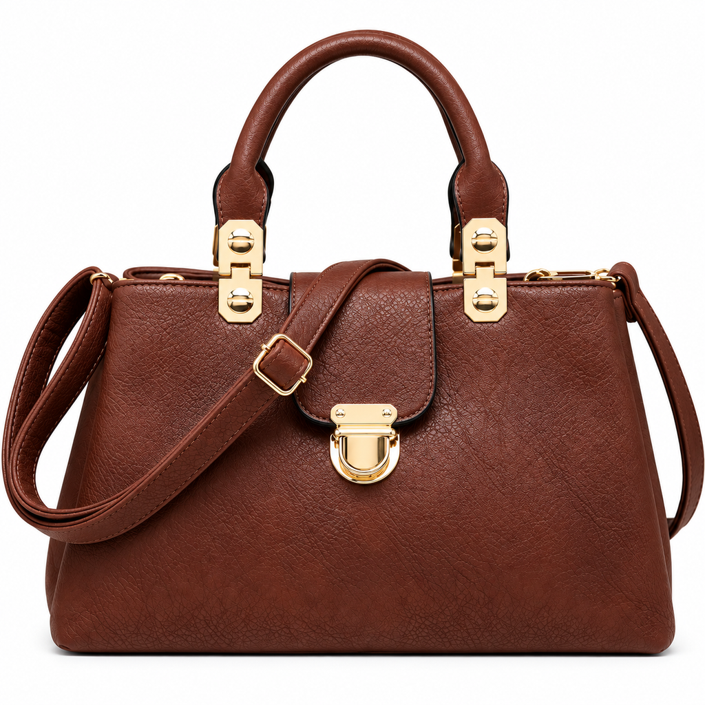 Women’s Brown Vegan Leather Satchel Handbag