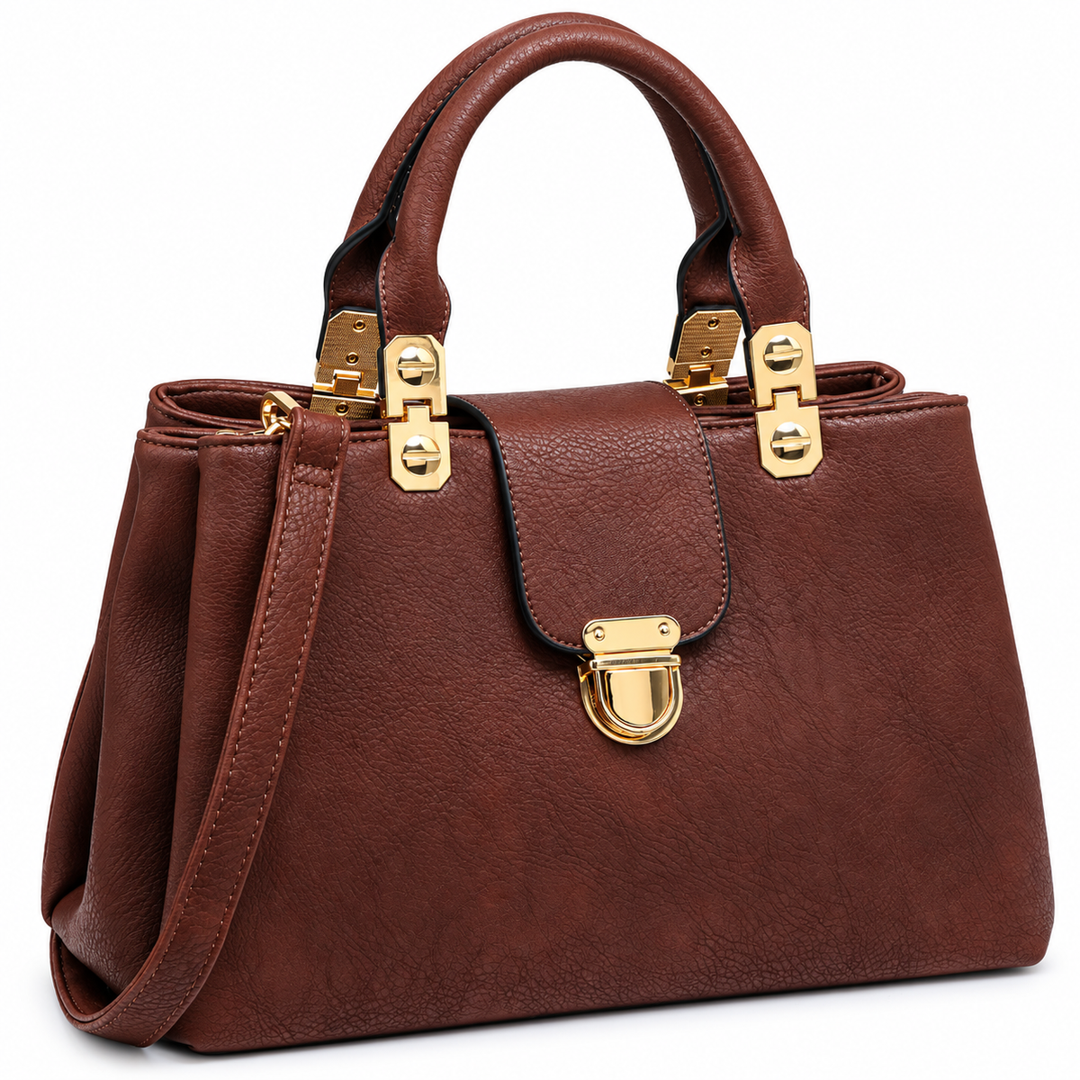 Women’s Brown Vegan Leather Satchel Handbag