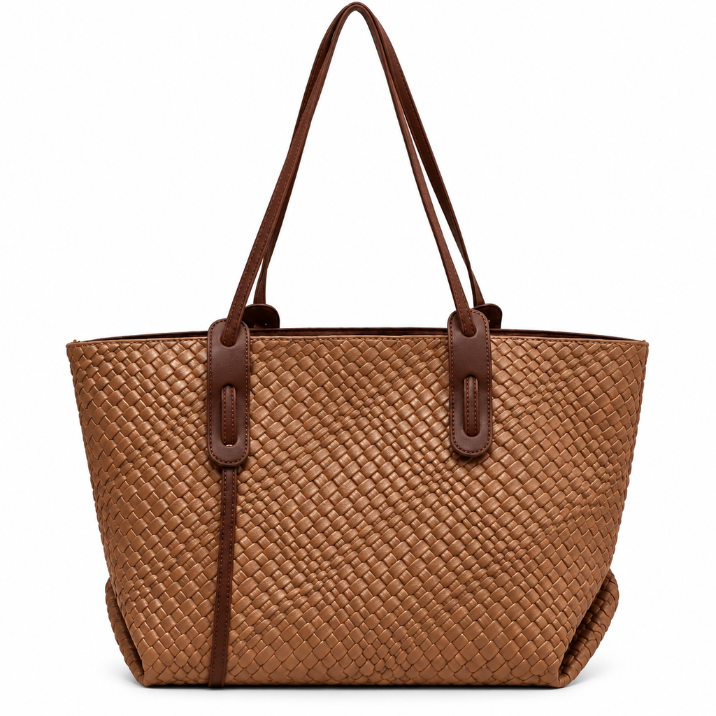 Woven Tote Bag for Women – Brown