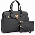 Women's Black Tote Bag with Matching Wristlet