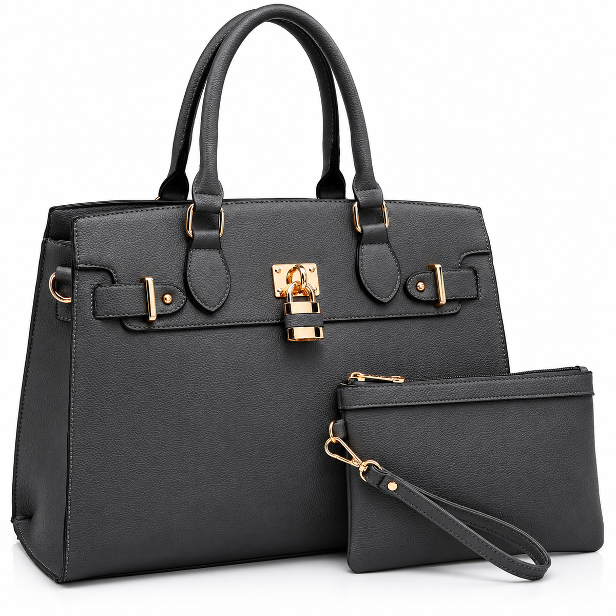 Women's Black Tote Bag with Matching Wristlet