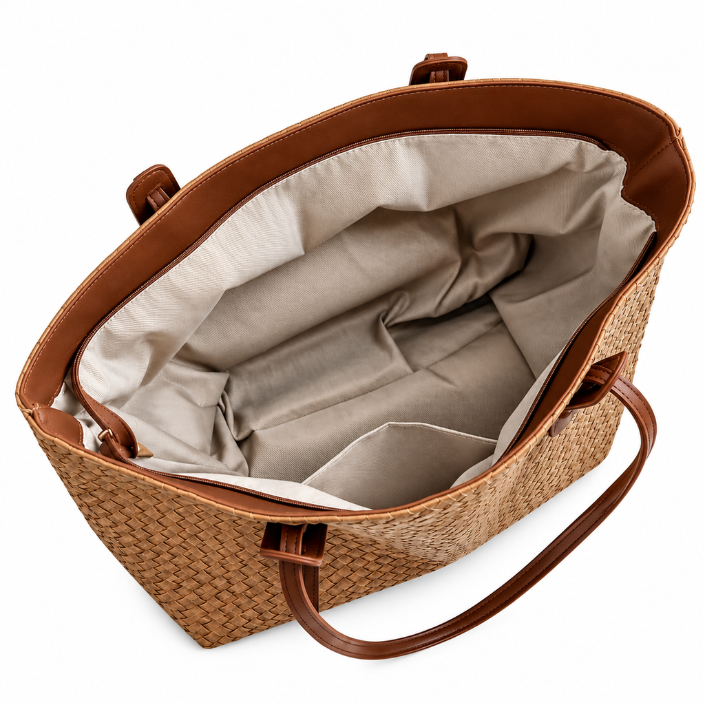 Woven Tote Bag for Women – Brown