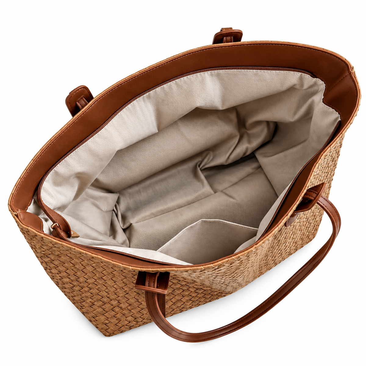 Woven Tote Bag for Women – Brown