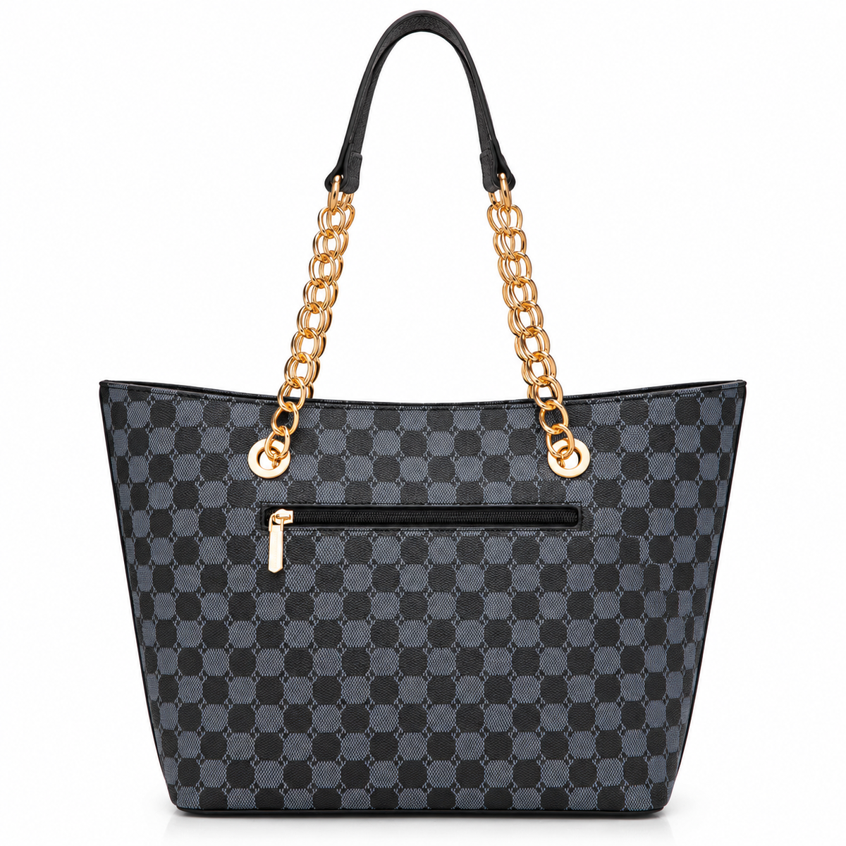 Women’s Gray Black Chain Handle Tote Bag